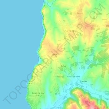 Mapa topográfico Talefe, altitud, relieve