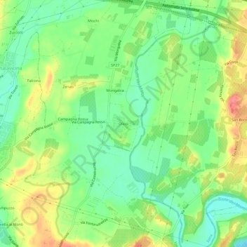 Mapa topográfico Oliosi, altitud, relieve