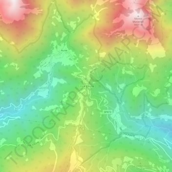 Mapa topográfico Croce d'Aune, altitud, relieve