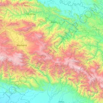 Mapa topográfico Distrik Pronggoli, altitud, relieve