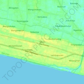 Mapa topográfico Mirit, altitud, relieve