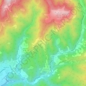 Mapa topográfico Coiromonte, altitud, relieve