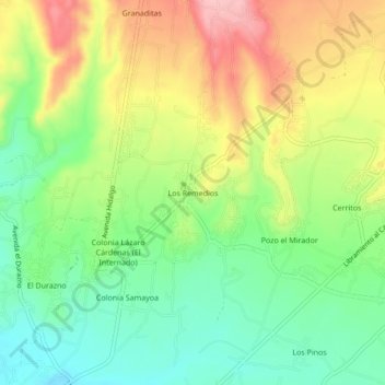 Mapa topográfico Los Remedios, altitud, relieve