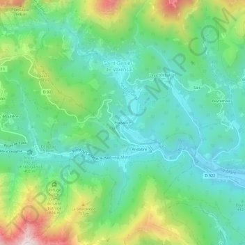 Mapa topográfico Plaisance, altitud, relieve