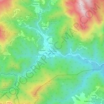 Mapa topográfico Santa Maria del Taro, altitud, relieve