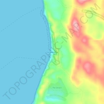 Mapa topográfico Tangalooma, altitud, relieve