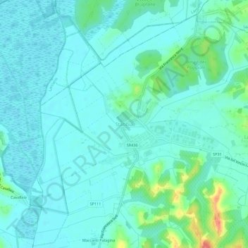 Mapa topográfico Stabbia, altitud, relieve