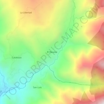 Mapa topográfico El Paraiso, altitud, relieve