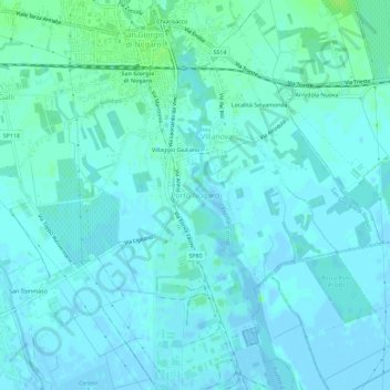 Mapa topográfico Porto Nogaro, altitud, relieve