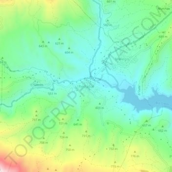 Mapa topográfico Restábal, altitud, relieve