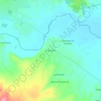 Mapa topográfico El Brasilito, altitud, relieve