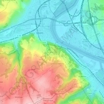 Mapa topográfico Le Bouchage, altitud, relieve