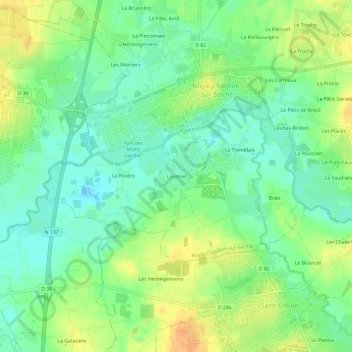 Mapa topográfico Lourmel, altitud, relieve