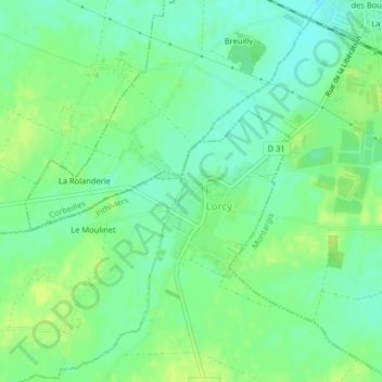 Mapa topográfico La Fontaine Saint-Aignant, altitud, relieve