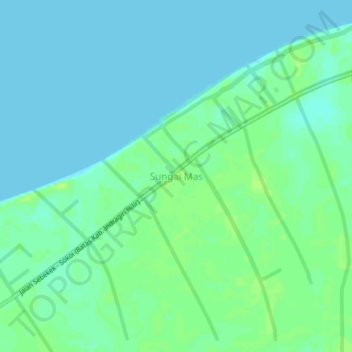 Mapa topográfico Sungai Mas, altitud, relieve