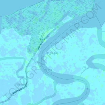 Mapa topográfico Telaga Tujuh, altitud, relieve