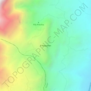 Mapa topográfico El Boqueron, altitud, relieve