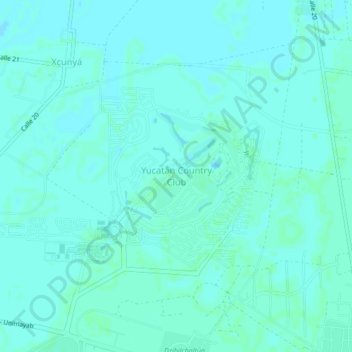 Mapa topográfico Yucatán Country Club, altitud, relieve