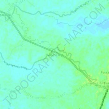Mapa topográfico Kadundung, altitud, relieve