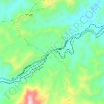 Mapa topográfico Corozal, altitud, relieve