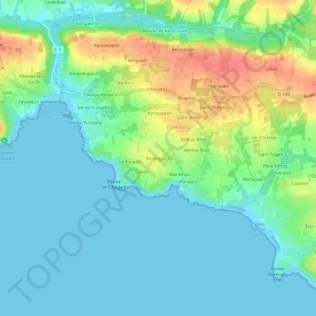 Mapa topográfico Kerdugazul, altitud, relieve