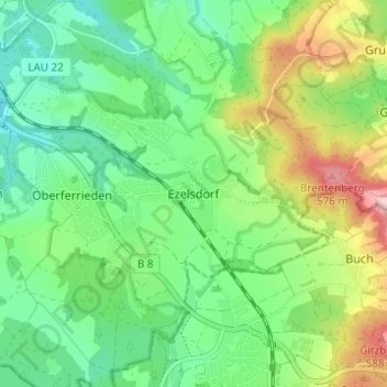 Mapa topográfico Ezelsdorf, altitud, relieve