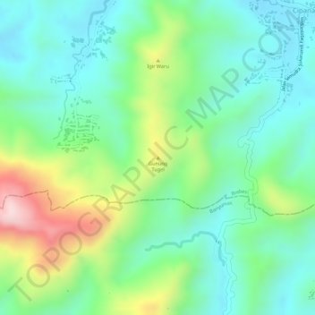 Mapa topográfico Gunung Tugel, altitud, relieve