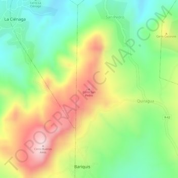 Mapa topográfico Cerro San Pedro, altitud, relieve