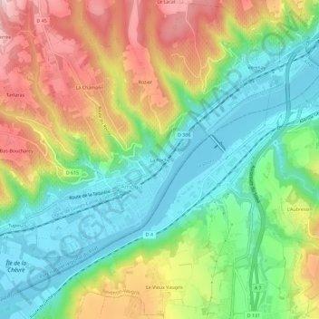 Mapa topográfico La Roche, altitud, relieve