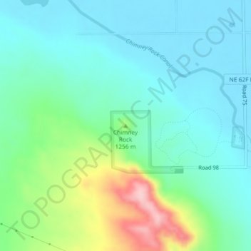 Mapa topográfico Chimney Rock, altitud, relieve