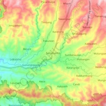 Mapa topográfico Selomerto, altitud, relieve