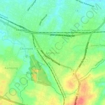Mapa topográfico Sarimulya, altitud, relieve