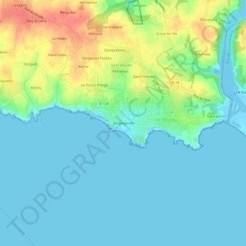 Mapa topográfico Bellangenet, altitud, relieve