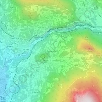 Mapa topográfico Oltrecastello, altitud, relieve
