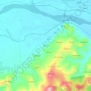 Mapa topográfico Sbarrera, altitud, relieve