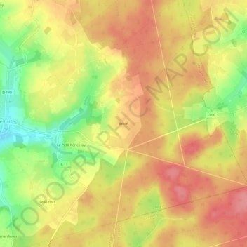 Mapa topográfico Bercé, altitud, relieve