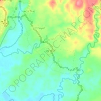 Mapa topográfico Selebar, altitud, relieve