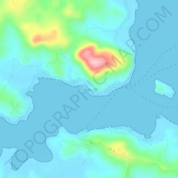 Mapa topográfico Sikakap, altitud, relieve