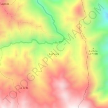 Mapa topográfico La Picota, altitud, relieve
