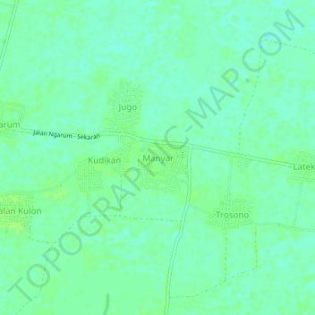 Mapa topográfico Manyar, altitud, relieve