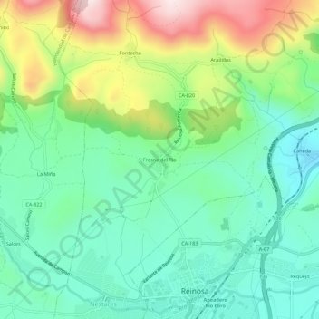 Mapa topográfico Fresno del Río, altitud, relieve