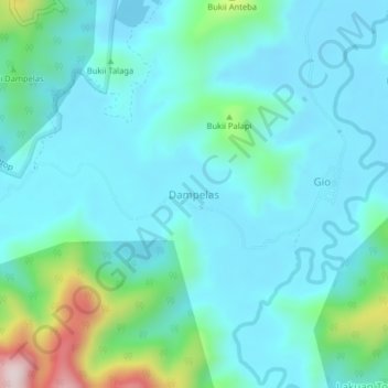 Mapa topográfico Dampelas, altitud, relieve