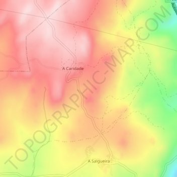 Mapa topográfico A Leiriña, altitud, relieve