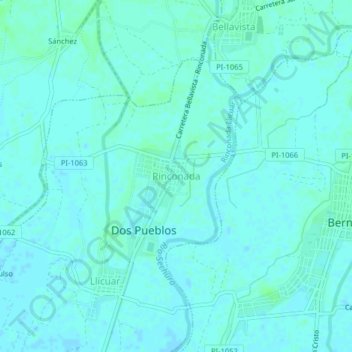 Mapa topográfico Rinconada, altitud, relieve