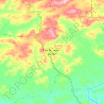 Mapa topográfico San Sebastián Ixcapa, altitud, relieve
