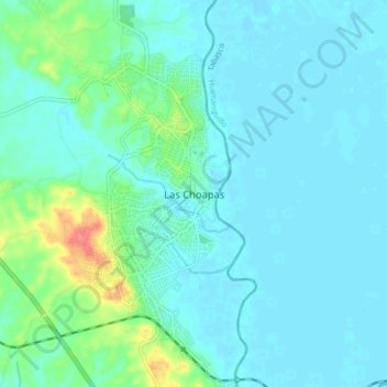 Mapa topográfico Las Choapas, altitud, relieve