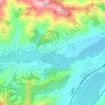 Mapa topográfico Viazzano, altitud, relieve