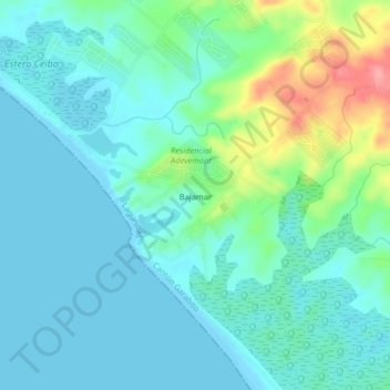 Mapa topográfico Bajamar, altitud, relieve