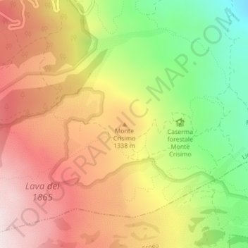 Mapa topográfico Monte Crisimo, altitud, relieve