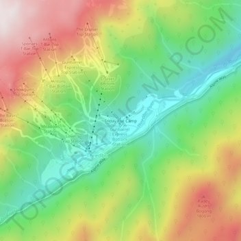 Mapa topográfico Friday Flat Camp, altitud, relieve